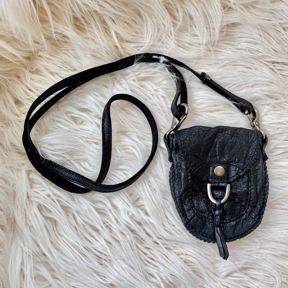 Lucky Brand Mini Black Leather Crossbody Bag